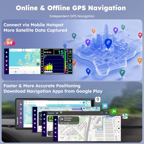CARPURIDE W903Plus Wireless CarPlay e Android Auto 4+64 GB, schermo touch HD IPS da 9,3" CarPlay per auto, GPS online e offline, Google Play, Mirror Link, Bluetooth, antenna GPS, telecamera posteriore