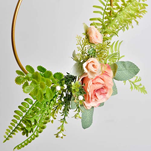 image for Pauwer Floral Hoop Wreath Set of 3 Artificial Rose Flower with Fern Gr
