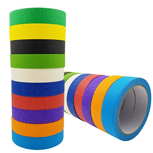 image for Sackorange Multi Colored Masking Tape Set 10-Pack 1 Inch x 22 Yard Dec