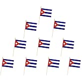 10 Pack Cuba Flags -CU Handheld Flag- 5x8 in, Cubans Mini Flag. Suitable For Party Decorations, Store Displays, Bar Decorations And National Day Parades.