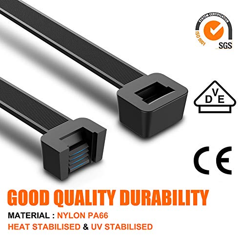 NewMainOne Cable Zip Ties,500 Packs SelfLocking 4+6+8+10+12Inch Width