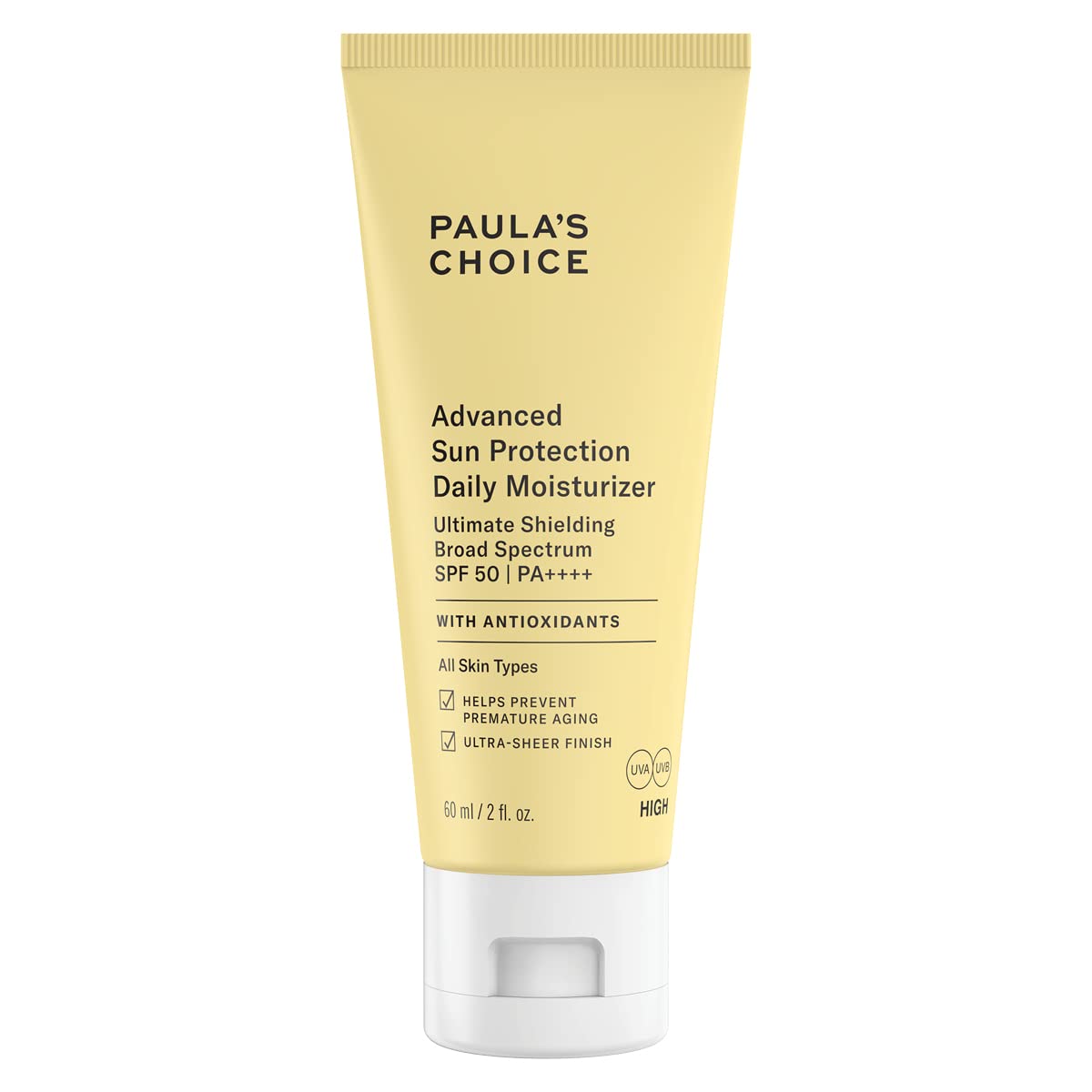 Paula's Choice Advanced Sun Protection Daily Moisturiser SPF 50 | PA++++ | SPF 50 Face Moisturizer | No White Cast Sunscreen | Dewy & Healthy Glow | with Antioxidants | Normal to Dry Skin | 60 ml