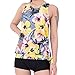 Yonfro Women’s Printed Slimming Tankini Two Piece Retro Floral Swimsuits Tops Boyshort Set With Brief Plus Size S - 3XL