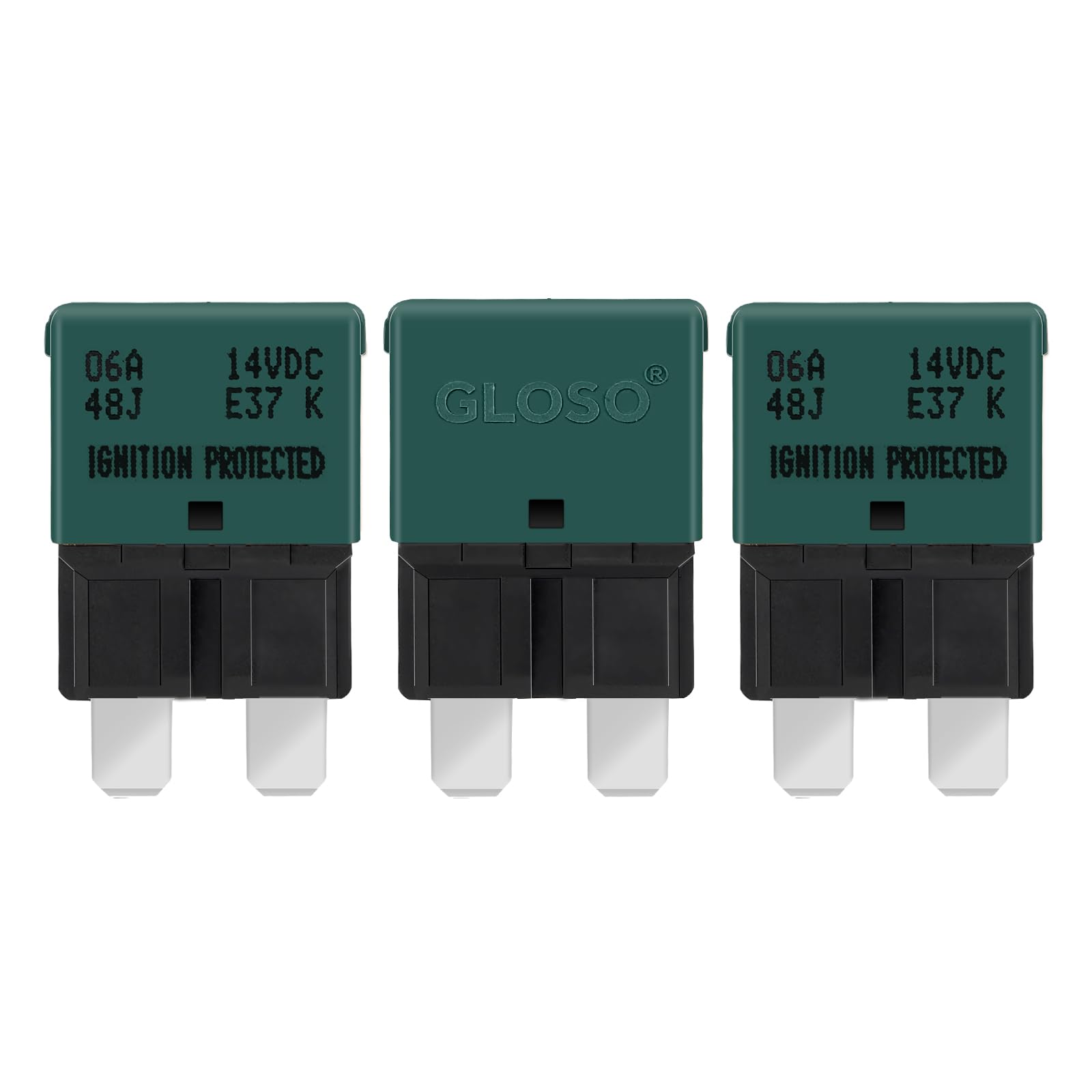GLOSO Blade Circuit Breaker RV Marine Boat Truck Yacht Auto Reset Audio Solar System Protection ATO ATC 6 Amp E37 3 PACK