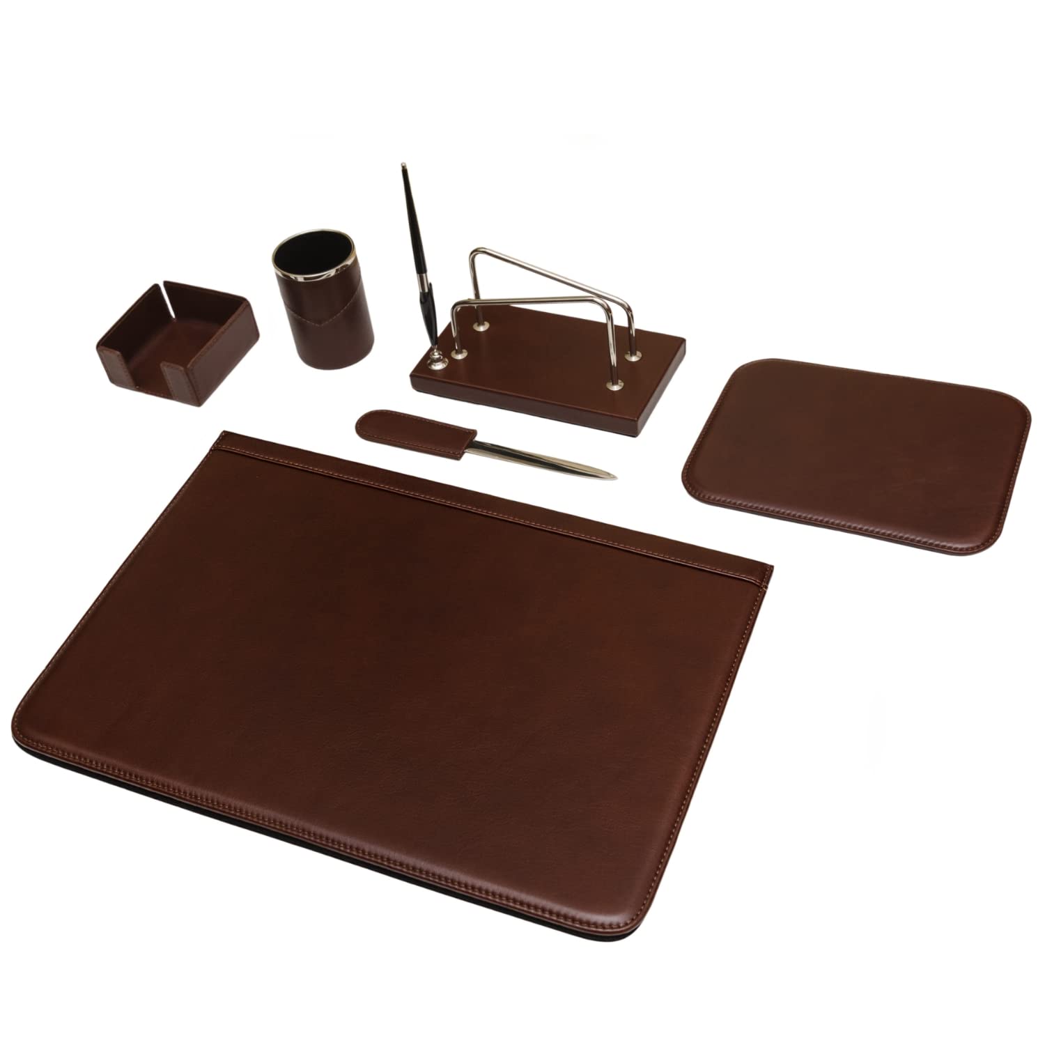Maruse Italian Leather Desk Set, 6-Piece - Made in Italy
