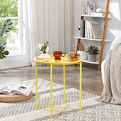 VECELO Metal Round End/Side Table with Removable