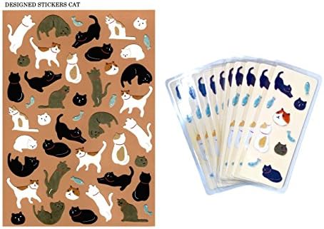 Cute Kawaii Japanese Office and School Supplies Kitty Cat Bookmarks Index Tabs Sticky Flags 10 Pcs - Kitty Cat Decoration Stickers Stationery Set (Japan Import)