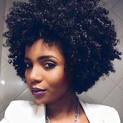 Ladies wig set small wave explosion volume high temperature silk fashion realistic wig, natural black