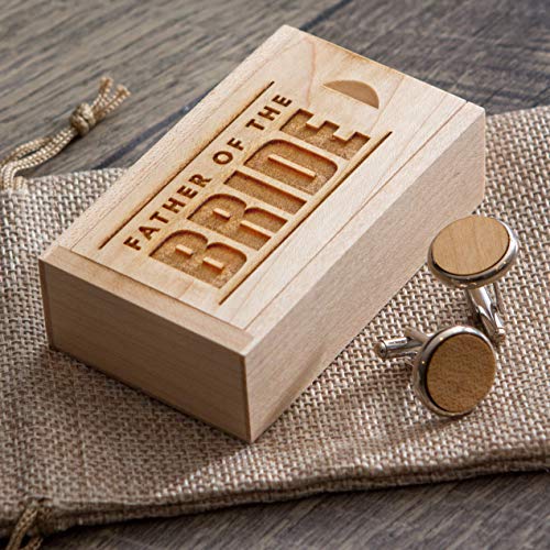 Father of the Bride Gift Box with Maple Wood Cuff Links - Party Favor Wedding Gift