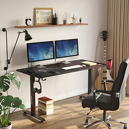 SEVEN WARRIOR Gaming Desk 60 INCH, T- Shaped Carbon Fiber Surface Computer Desk with Full Desk Mouse Pad, Ergonomic E… - Image 4