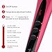 Hair Straightening Brush MCH Ceramic Fast Heating with Heat Resistant Glove, Temperature Lock Function, Adjustable Temperature, Anti-Scald Ionic Hair Brush - Fuscia Pink