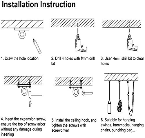 Deckenhaken Hängesessel, Boxsack Halterung, Aufhängung Hängesessel, Boxsack Halterung Wand, Deckenhaken Schwarz für… – Bild 6