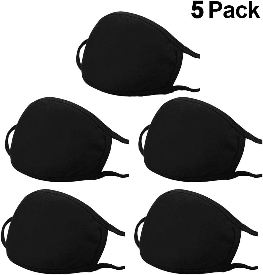 5pcs Anti PM2.5 Air Pollution Smoke Breathing Mask,Black Cotton Face Mask Dust Masks for Cycling Camping Travel