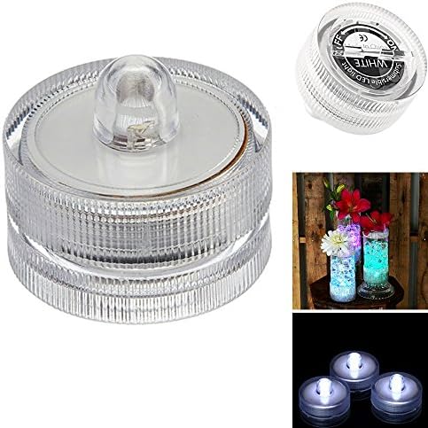 Urays LED Submersible Tea candle Lights Waterproof Underwater vase LED lamps Electronic Candle tea Light for Wedding Centerpieces Party Christmas Valentine Decoration (set of 12pcs White color)