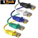 Maximm Ethernet Cable Cat6 Snagless - 4 Feet - Multi-Color - [5 Pack] - Pure Copper - UL Listed - Cable Ties Included
