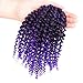 HVAXING 8 inch Short Marlybob Crochet Braiding Hair 3 Bundles/pack Afro Kinky Curly Synthetic Ombre Braids Hair Extensions (Natural Color-Purple)