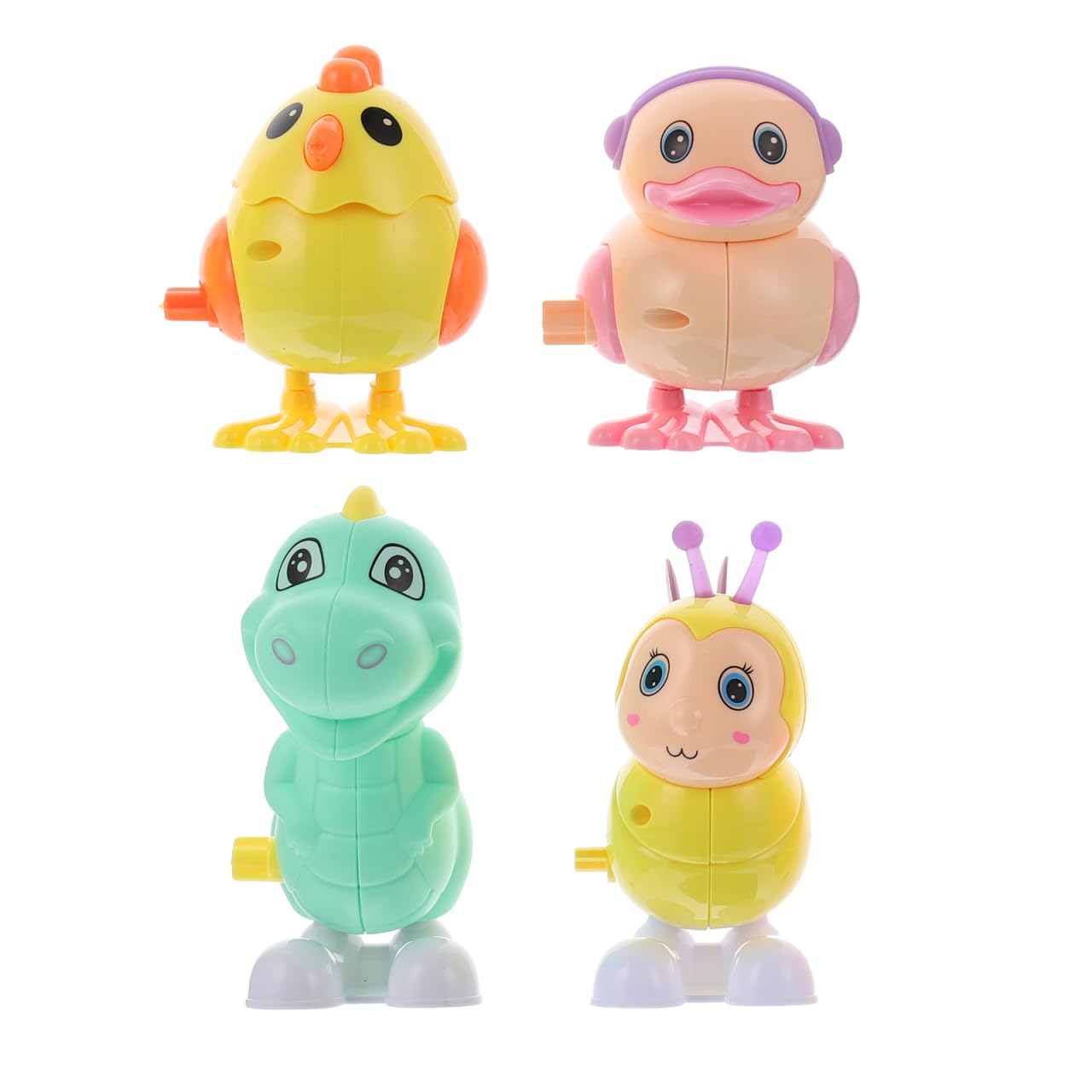4pcs Animal Wind Up Toys Chick Bee Dinosaur Clockwork Toys Farm Animal Figurine Figure Statue for Toddlers Kids Carnival Easter Birthday Party Favors (Random Color)