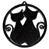 Home-X Cast Iron Trivet, Round Trivet with Two Cat Silhouettes