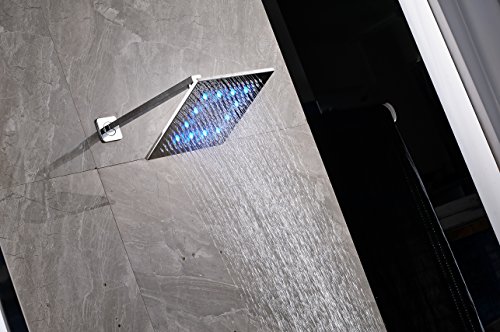Senlesen Chrome Rain Mixer Shower Combo Set Wall Mounted 3 Way Shower System with 12" LED Light Rainfall Shower Head Handheld Shower and Tub Spout Faucet - Thumbnail 2