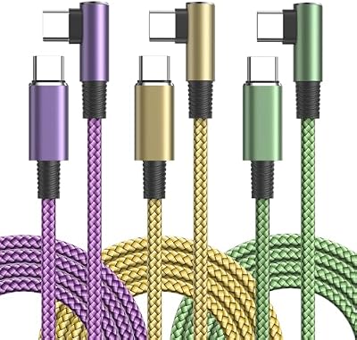 Cable USB C Carga Rapida, 3Pack 2M Cable USB C a USB C PD3.0 Cable USB Tipo C Nylon 90 Grados Cable Cargador Tipo C para iPhone 17 Pro Max Air 16 15, Galaxy S25 S24, iPad, MacBook, Pixel 10 9