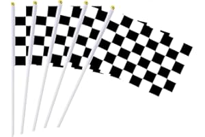 ericotry 10PCS Racing Flags with Plastic Stick Checkered Black and White Flags for Racing Race Car Party Sports Activities (8