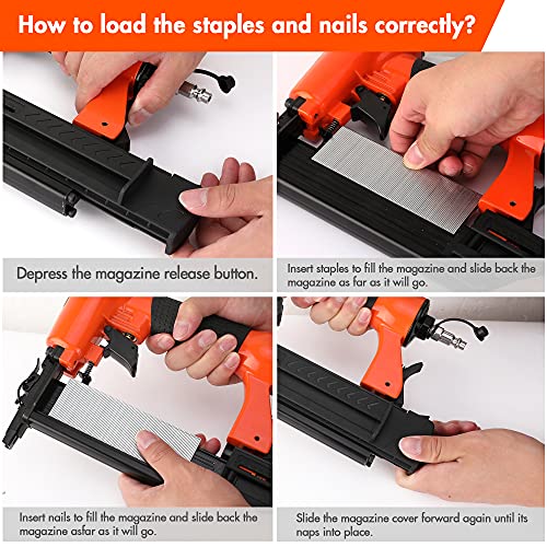 ValueMax 18 Gauge Pneumatic Brad Nailer, 2in1 Nail Gun Staple Gun
