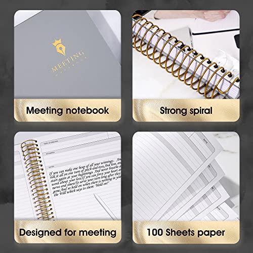 Meeting Notebook for Work with Action Items Hardcover Spiral Meeting