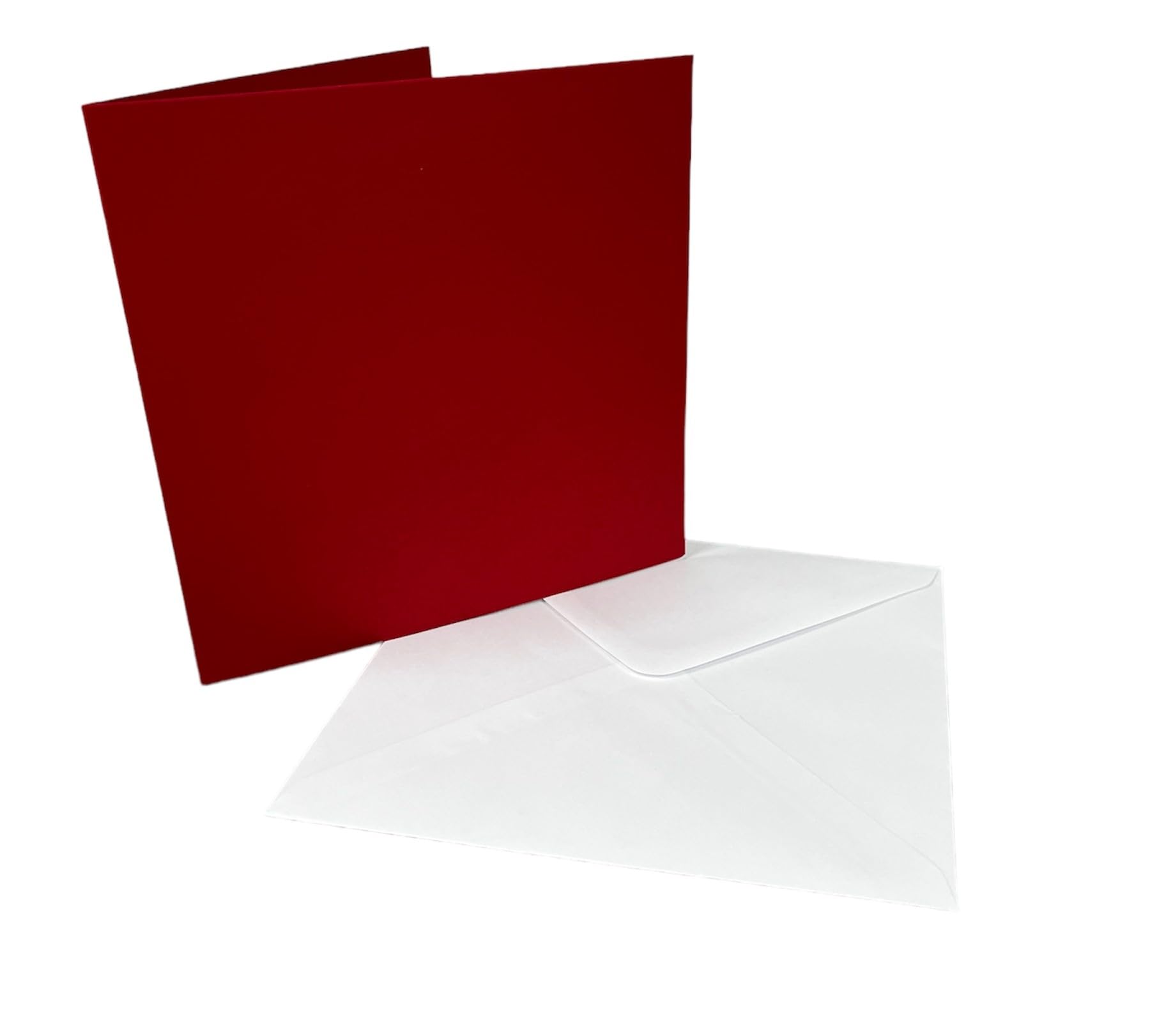 DJP 6x6 Square Creased Blank Christmas Red Smooth Cards & White Envelopes - Pack of 40