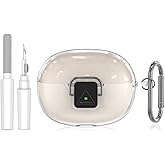 TUDIOW for SHOKZ OpenDots ONE Case, [with Lock] OpenDots ONE Case Cover Clear TPU Shockproof Protective Compatible with SHOKZ OpenDots One's Earbuds Accessories with Cleaning Kit & Keychain(Clear)