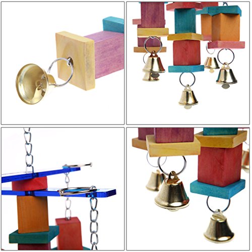 NNDA CO Pet Bird Parrot Parakeet Cockatiel Cage Hammock Swing Hanging Chew Wooden Toys,Wood+Acrylic,33cmx15cm/12.99''x5.9'', 1Pc