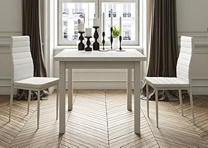 HOGAR ES MESA CUADRADA MULTIUSOS COMEDOR COCINA DIMENSIONES CM X CM EXTENSIBLE LIBRO A CM X CM COLOR BLANCO