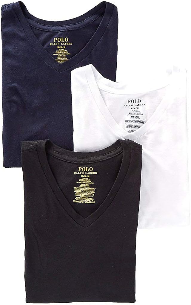 Polo Ralph Lauren Men's Slim Fit w/Wicking 3-Pack V-Neck at  Men’s Clothing store