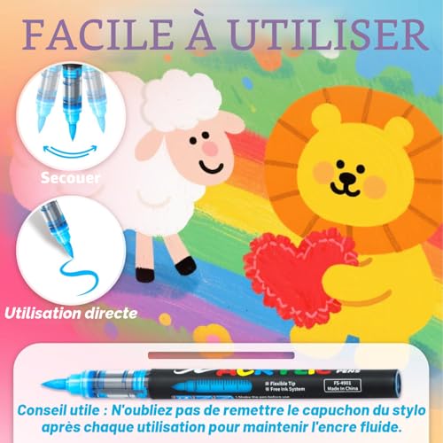 120 Colours Acrylic Marker Pens for Paper, Glass, Pebble, Wood, Egg, Ceramic, Adult Colouring Pens
