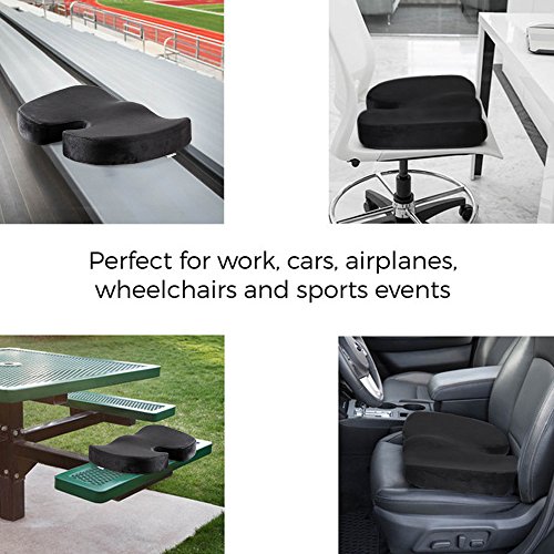 Cozy Hut Orthopedic Memory Foam Non-Slip Office Chair Pad Car Seat Spinal Alignment Wheel Chair Cushion for Back Pain, Sciatica, Coccyx, Orthopedic and Tailbone with Removable Cover, Black - Thumbnail 4