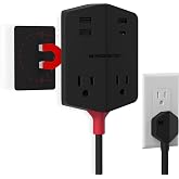 Monster Power Shield: Magnetic Wall Outlet Extender, Multiple Plug Outlet with 2 AC Outlets, 3 USB-A Ports, &amp; 1 USB-C Port (20W)