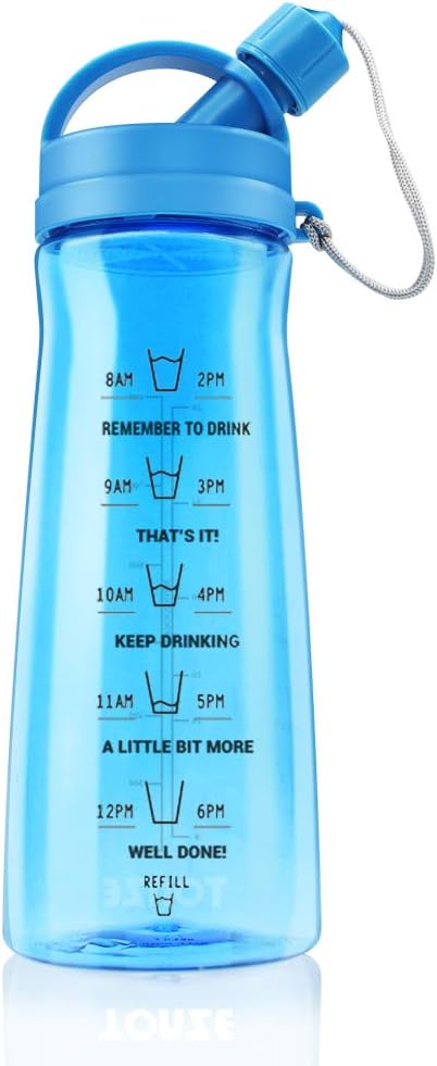 Zeewoo 1L Sport Water Bottle Leak Proof Eco-Friendly BPA Free Plastic Water Bottles for Running, Cycling, Hiking, Camping, Gym-Blue