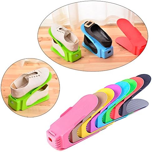 Huanada 8pcs Display Rack Shoes Organizer Space-Saving Plastic Storage Rack Multi-color New (Beige) (#1)