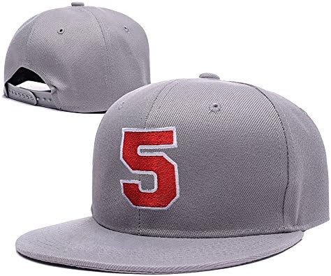 YUDUODUO Arabic Numerals NO.5 Logo Adjustable Embroidery Snapback Hat Cap - Grey