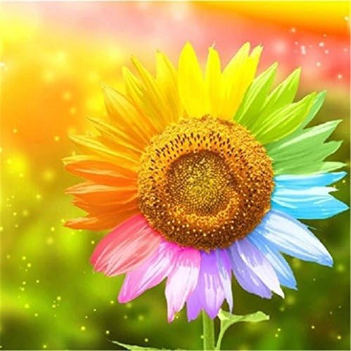 DIY Painting Square Diamond Drill Over Drilling Bright Colored Sunflower Plants Flowers Living Room Living Room Dining Stitch 5D