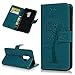 YOKIRIN Galaxy S9 Plus Case, Flip Wallet Full PU Leather Kickstand Embossed Floral Owl Magnetic Tree Book Style Built-in Stand Card Slots Holder Protective Cover with Detachable Wrist Strap, Blue