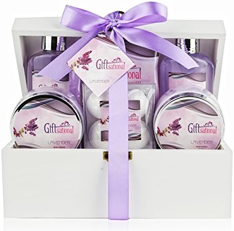 Spa Gift Basket with Sensual Lavender Fragrance - Best Wedding, Birthday, Anniversary or Graduation Gift for Women - Bath Gift Set Includes Shower Gel, Bubble Bath, Bath Salts, Bath Bombs and More!