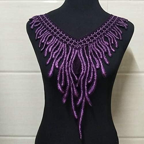 1PC Red/Blue/Brown Polychromatic Phoenix Embroidered Floral Lace Neckline Collar Scrapbooking Trim Clothes Sewing Applique Embroidery Edge (Purple)