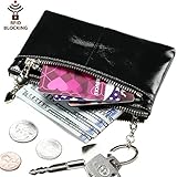 Itslife Triple Zipper Leather Mini Coin Purse Card Holder with Key Chain (Black)