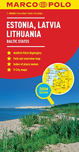 Estonia, Latvia, Lithuania Marco Polo Map (Baltic States)