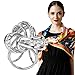 S&E Women's Elegant Three Ring Diamante Metallic Silk Scarves Clip Fashionable Scarf Ring Chiffon Buckle (Silver)
