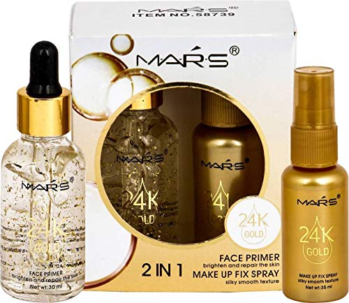 Buy Mars 2 In 1 24 K Gold Primer And Makeup Setting Spray Primer 65 Ml Transparent Free Adbeni Kajal Online At Low Prices In India Amazon In