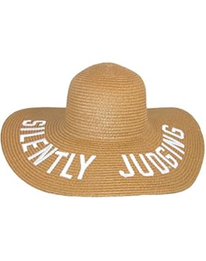 Silently Judging Embroidered Straw Floppy Hat