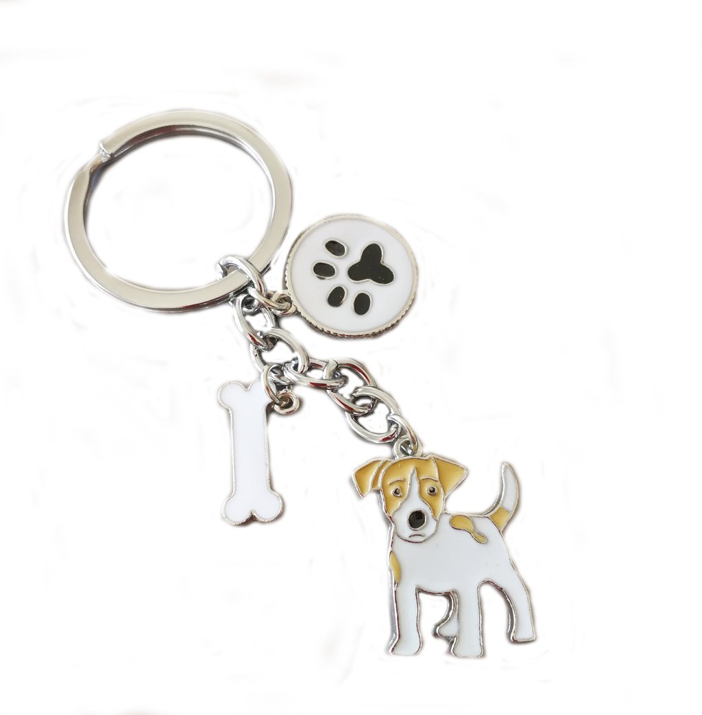 Dog Key-ring Keychain,10cm Cute Metal Dog Keychain Keyring Keyfob Bag Charm (Jack Russell)