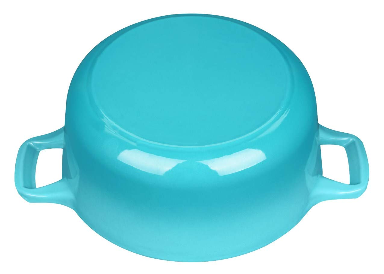 La Cuisine Gusseisen Bratentopf Topf Schmortopf Cocotte Brotbacktopf emailliert mit Deckel Induktion Backofengeeignet rund 20 cm 2 L. Blaugrün Ofenfest 4
