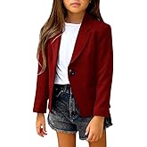 rrhss Girls Solid Color Lapel Suit Coat Button Down Long Seelve Blazer Jacket